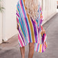 Multicolor Striped Print Oversized Kimono