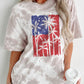 Patriotic 4th of July Palim Tree Tied Dye Distressed T Shirt