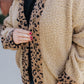 Plus Size Leopard Trim Button up Sherpa Jacket