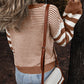 Stripe Geometric Textured Drop Shoulder Sweater