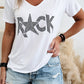 Rhinestoned ROCK Star Graphic V Neck T Shirt