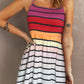 Striped Print Smocked Halter Open Back Fit Flare Dress