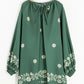 Tie Neck Boho Floral Pattern Puff Sleeve Shift Dress