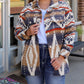 Aztec Print Button-Up Oversized Jacket