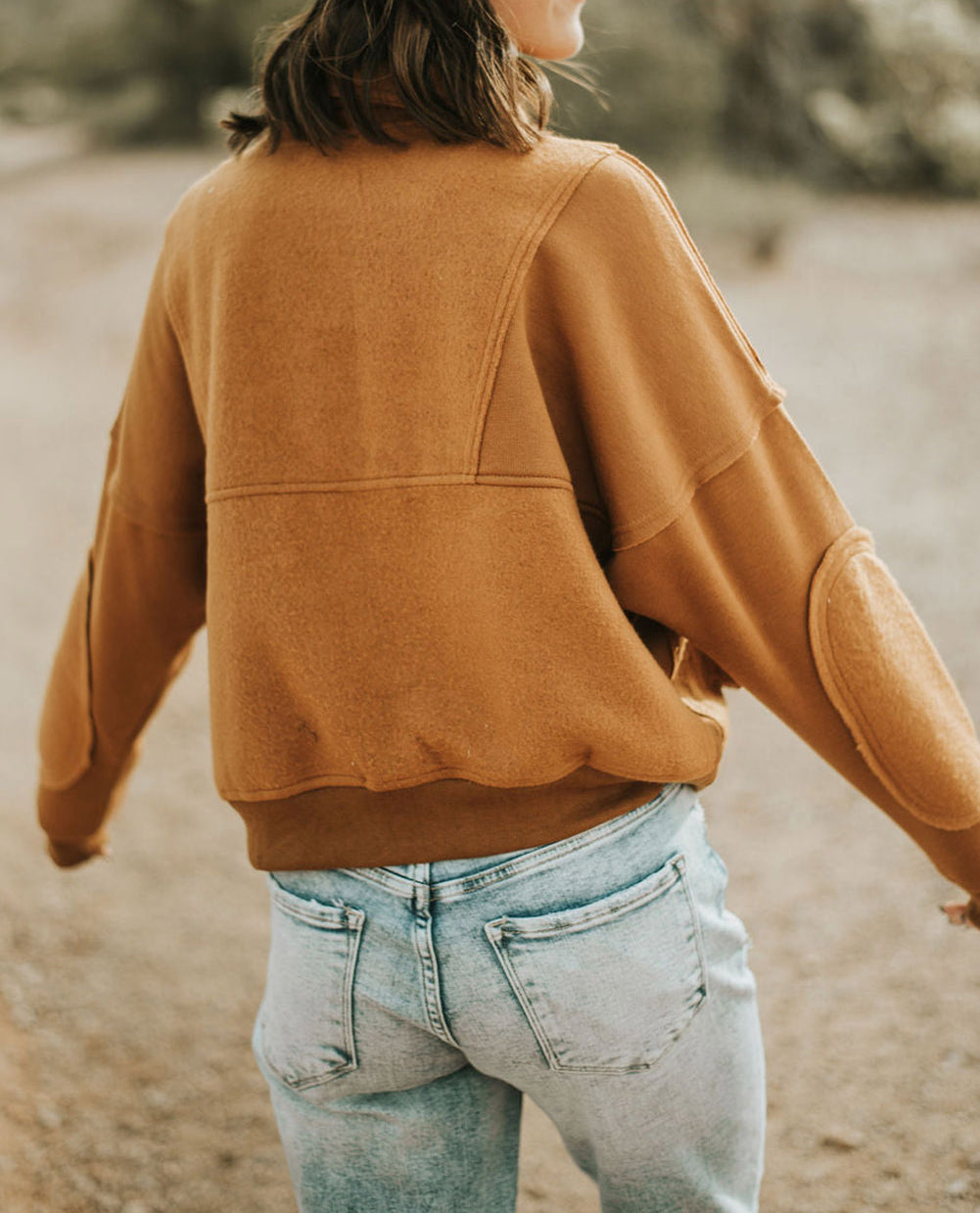 Zip Collared Big Flap Pocket Exposed Seam Sweatshirt