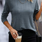Textured Buttoned Decor Long Sleeve Top