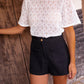 Short Sleeve Keyhole Back Lace Blouse