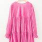 Flounce Sleeve Tiered Ruffled Velvet Mini Dress