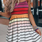 Striped Print Smocked Halter Open Back Fit Flare Dress
