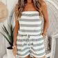 Stripe Print Strapless Tie Waist Romper