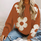Big Flower Pattern Knit Sweater