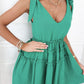 Green Tie Straps Frilled A-line Mini Dress