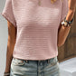 Solid Textured Ruffled Short Sleeve Blouse