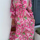 Rose Surplice V Neck Floral Maxi Dress