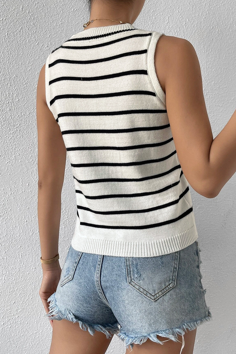 Striped Round Neck Sweater Vest