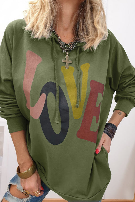LOVE Letter Graphic Drop Shoulder Oversize Hoodie