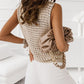 V Neck Fishnet Hollow-out Knitted Tank Top