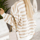 Oversized Striped Bishop Sleeve Pullover Sweatshirt