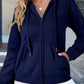 Solid Color Fleece Lined Zip up Hoodie