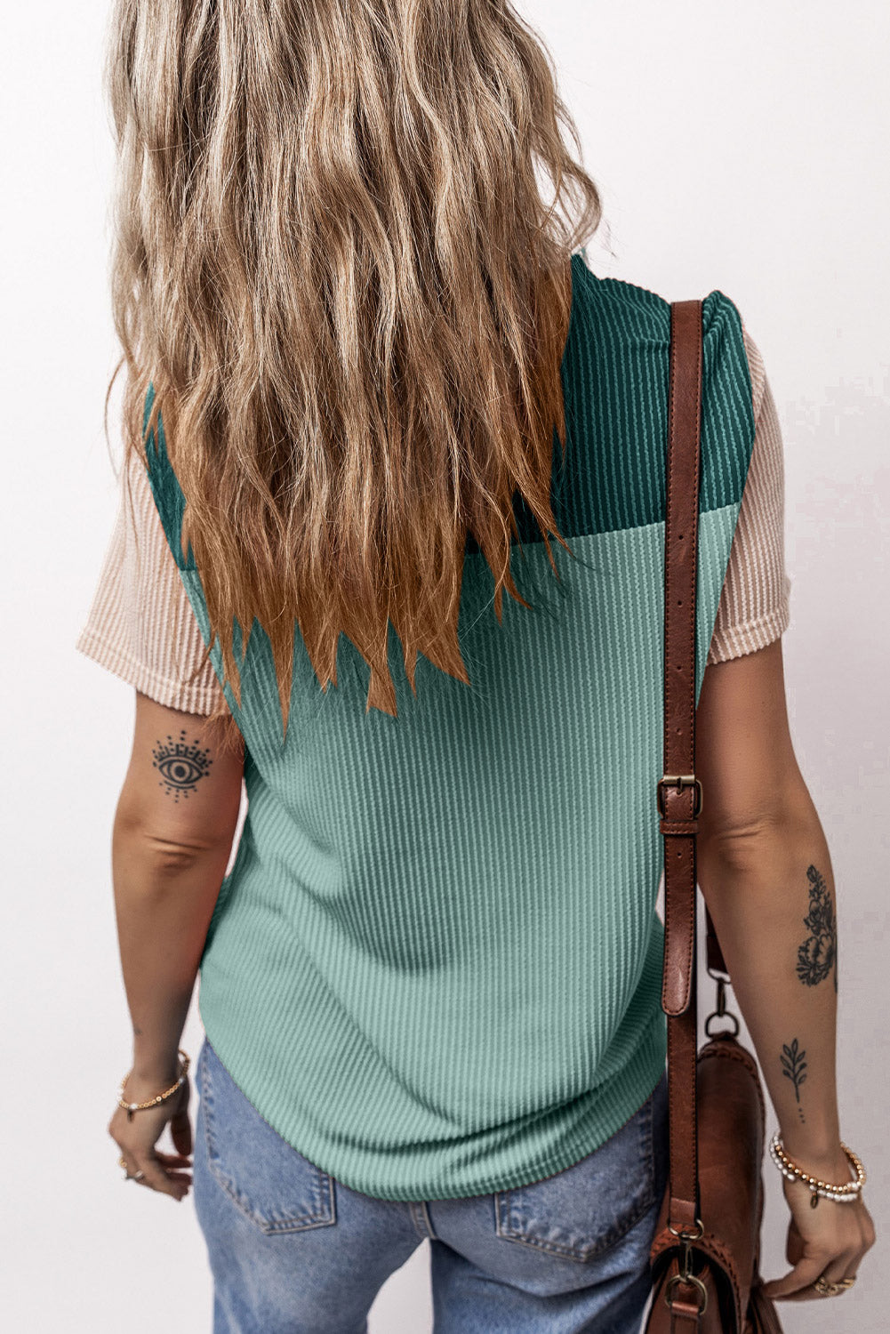 Rib Textured Colorblock T Shirt