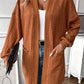 Textured Knit Side Pockets Open Front Cardigan