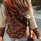 Textured Knit Patchwork Leopard Hoodie