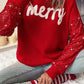 Merry Graphic Sequin Sleeves Christmas Turtleneck Sweater