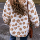 Cute Flower Pattern Button Up Fleece Jacket