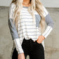 Stripe Patchwork High Low Side Slits Long Sleeve Top