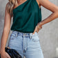 Satin One Shoulder Loose Tank Top