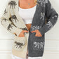 Animal Print Colorblock Open Front Cardigan