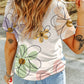 Summer Flower Print Casual Round Neck T Shirt