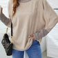 Contrast Cuffs Batwing Sleeve Loose Top
