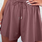 Drawstring Elastic Waist Layered Flowy Shorts