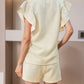 Textured Ruffled Sleeve Tee and Drawstring Shorts Set