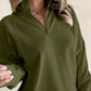 Zipped Neck Pullover Drop Shoulder Sweatshirt