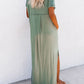 V Neck Hidden Pocket Splits Maxi T-shirt Dress