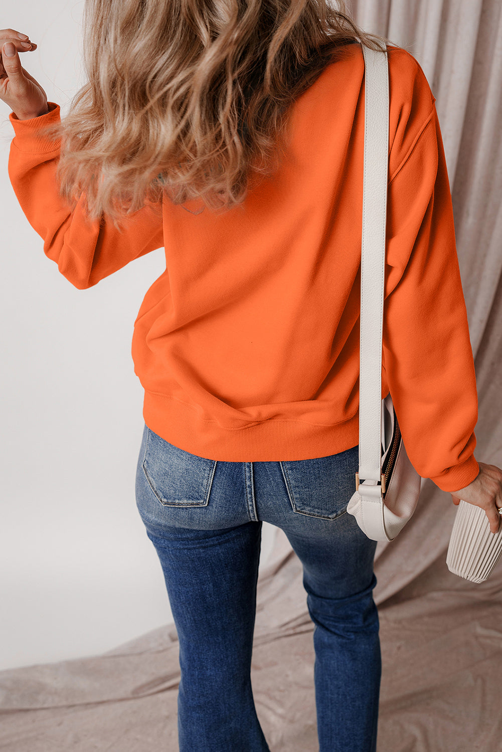 Glittering Pumpkin Season Graphic Drop Shoulder Pullover Sweatshirt