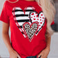 Heart Shaped Print Crew Neck T Shirt