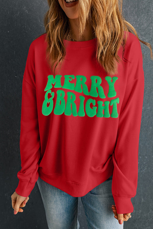 MERRY & BRIGHT Drop Shoulder Crewneck Sweatshirt