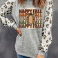 Happy Fall Leopard Splicing Long Sleeve Top