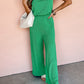 Ribbed Strapless Wide Leg Jumpsuit