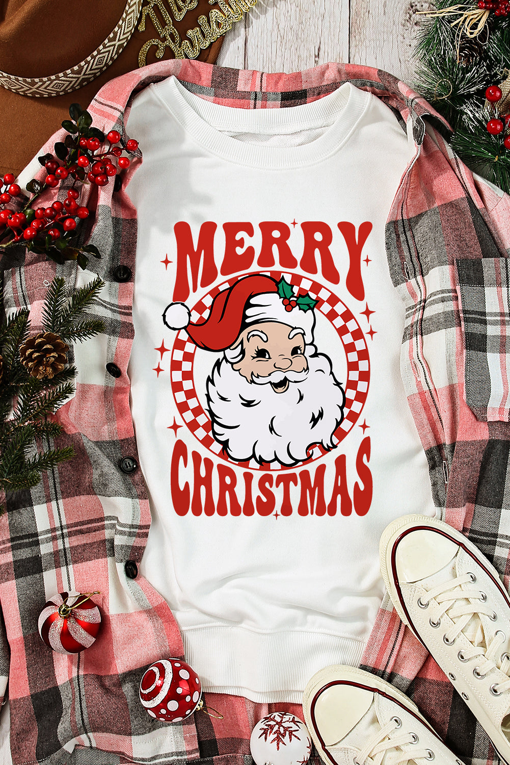 MERRY CHRISTMAS Christmas Claus Graphic Drop Shoulder Sweatshirt