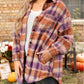 Plus Size Plaid Print Collared Button up Jacket