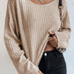Lettuce Cuffs Drop Shoulder Loose Ribbed Knit Top
