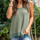 Scoop Neck Waffle Knit Flowy Vest