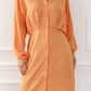 Textured Button Front Cinched Waist Mini Dress