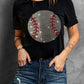 Rhinestone Baseball Pattern Round Neck T Shirt