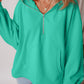 Fleece Lined Half Zipper Kangaroo Pockets Loose Hoodie