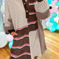 Stripe Colorblock Knit Henley Collar Shift Long Sleeve Mini Dress